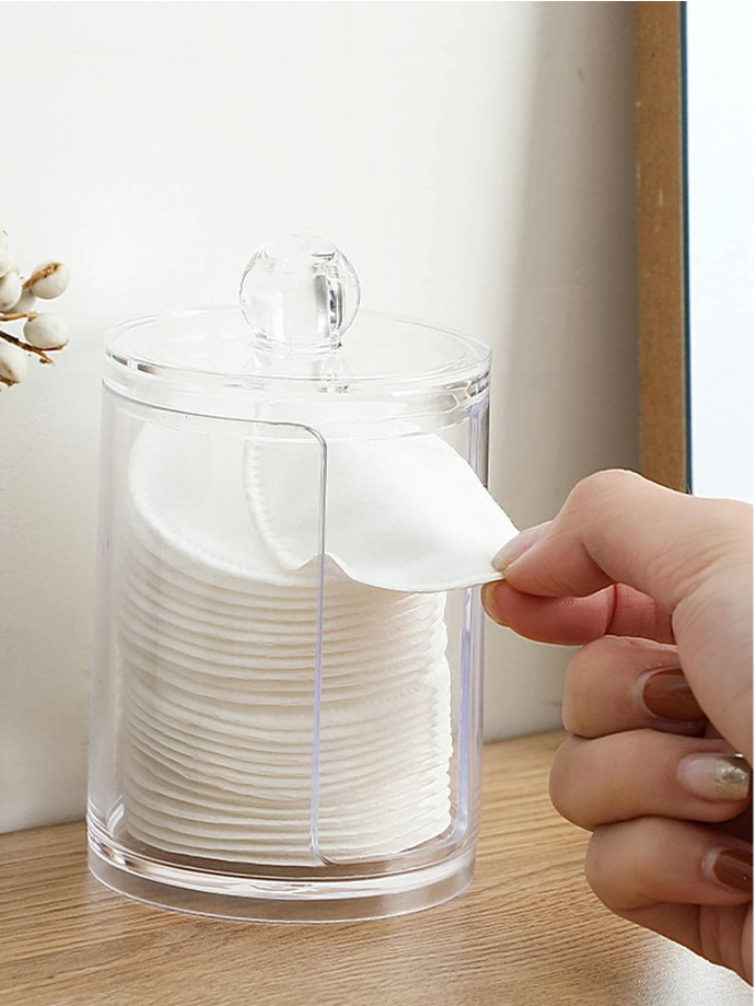 Clear Cotton Round Organizer | 9.5*7 cm (container only)