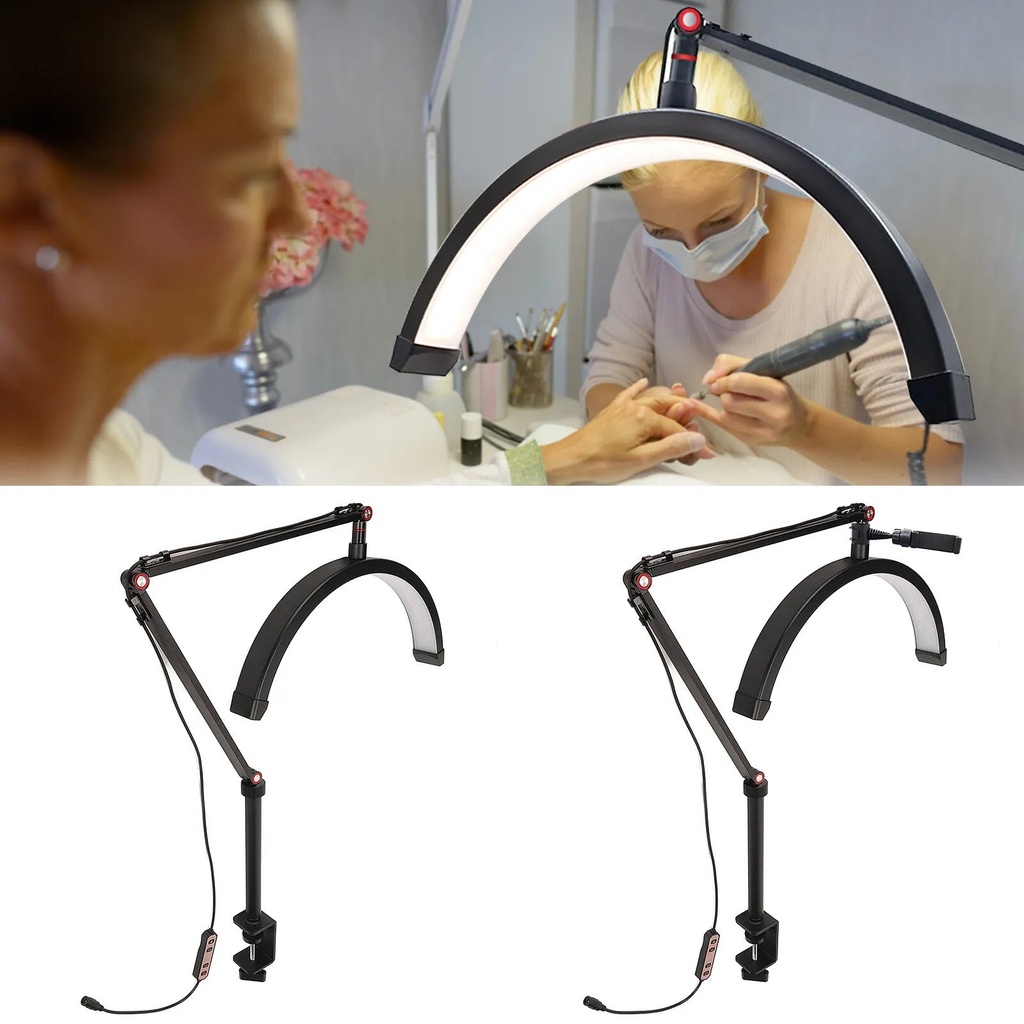 Half Moon LED Light with C-Clamp Desk Mount HD-M3X | 20W | Black
