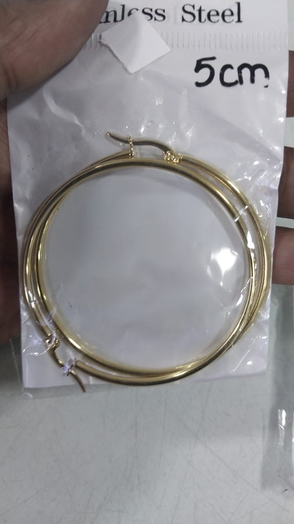 50mm Classic Round Gold Hoop Earrings Stainless Steel