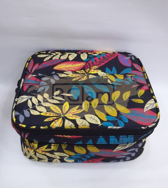 Double Decker Nail Polish Travel Case Organizer M-39 - Navy Red Leaf Mix (30 Slots)