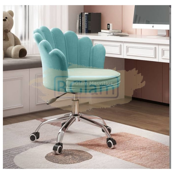 Modern Leisure Velvet Shell Height Adjustable Swivel Office Desk Chair on Wheels - Blue