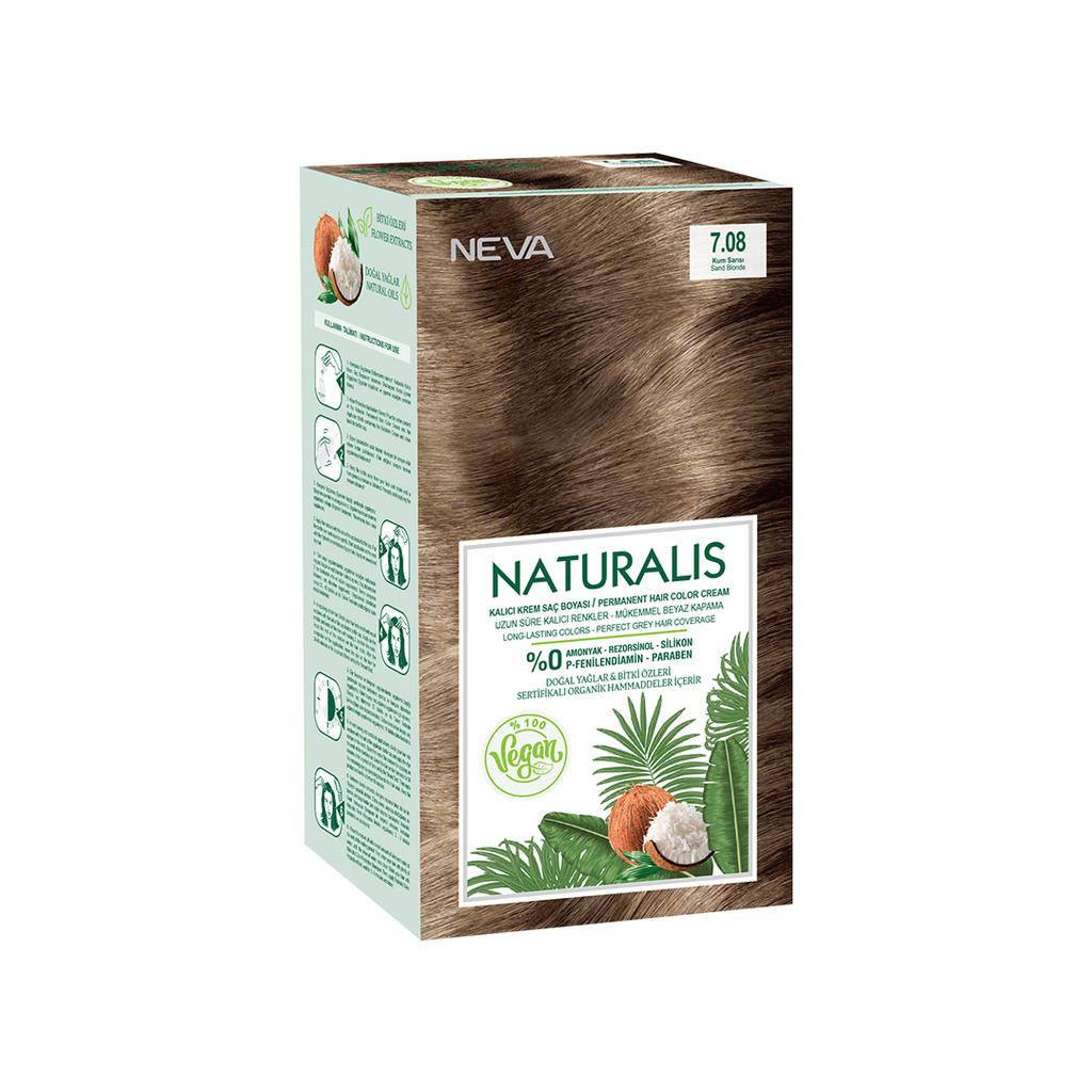 Naturalis Permanent Hair Color Cream Set | 7.08 Sand Blonde | 100% Vegan, No Ammonia, No Silicones, No Parabens