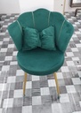 Shell Velvet Chair with Gold Trim & Pillow | Green