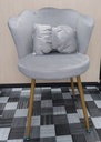 Shell Velvet Chair with Gold Trim & Pillow | Grey