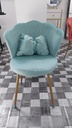 Shell Velvet Chair with Gold Trim & Pillow | Seafoam Green