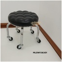 Low profile stool on wheels | 32cm | Black with decorative stitch