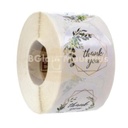 Thank You Sticker Roll White/Green (500 stickers per roll)