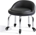 Low profile stool on wheels with back support | 31cm | Black