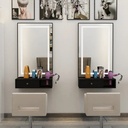 Wall Mount Salon Station with Led Lamp Mirror | Black (price per unit)